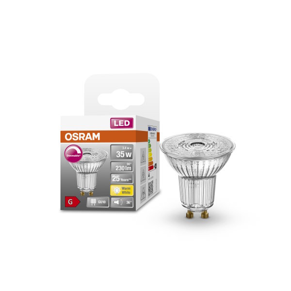 OSRAM LED Spot Strahler Superstar GU10 3,4W 230lm warmweiss 2700K 36°