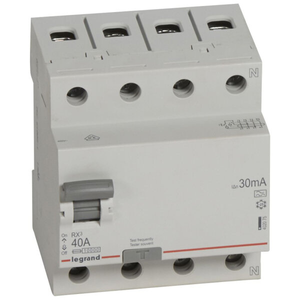 Legrand FI-Schutzschalter 40A, 30mA, Fehlerstromschutzschalter, RCD, 4-polig - 40A / 30mA, 402075