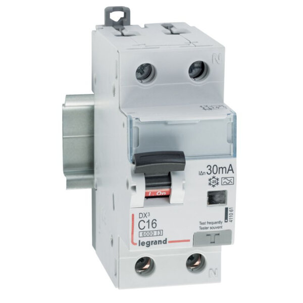Legrand DX3 FI/LS-Schalter C-Charakteristik, 16A, 1P+N, 6kA, 30mA, Typ A, 230VAC, 2 Teilungseinheiten, 411061