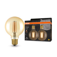 2er Pack OSRAM LED Lampe Vintage 1906 CLASSIC Globe 6.5W 824 Gold E27 Dimmbar Warmweiss 4058075754737