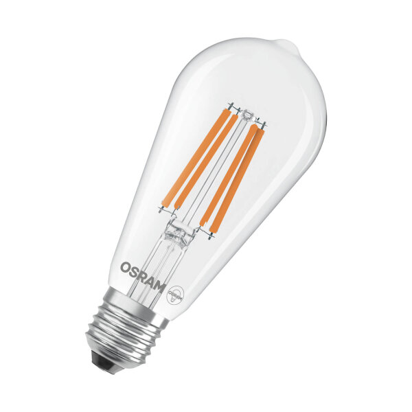 OSRAM LED Lampe LAMPS ENERGY CLASS A höchste Energieeffizienzklasse A Filament CLASSIC Edison 5W 827 Clear E27 Warmweiss 4058075839809