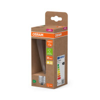 OSRAM LED Lampe LAMPS ENERGY CLASS A höchste Energieeffizienzklasse A Filament CLASSIC Edison 5W 827 Clear E27 Warmweiss 4058075839809
