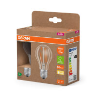 2er Pack OSRAM LED Lampe LAMPS ENERGY CLASS A höchste Energieeffizienzklasse A Filament CLASSIC A 5W 827 Clear E27 Warmweiss 4099854253546