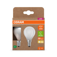 2er Pack OSRAM LED Lampe CLASSIC P höchste Energieeffizienzklasse A 2.2W 827 Frosted E14 Warmweiss 4099854253829