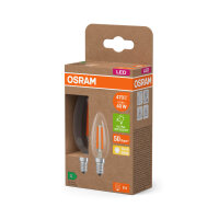 2er Pack OSRAM LED Lampe CLASSIC B höchste Energieeffizienzklasse A 2.2W 827 Clear E14 Warmweiss 4099854255472