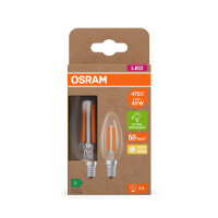 2er Pack OSRAM LED Lampe CLASSIC B höchste Energieeffizienzklasse A 2.2W 827 Clear E14 Warmweiss 4099854255472