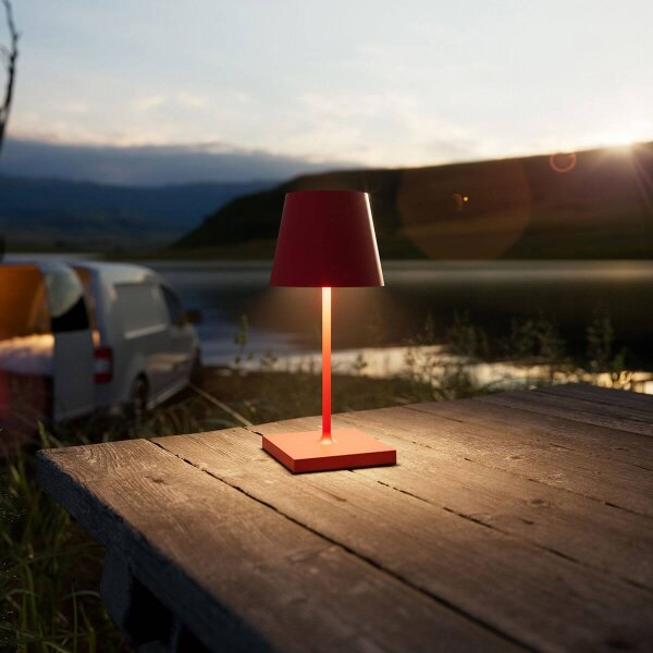 SIGOR 4547701 Akku-Tischleuchte Nuindie mini 25cm feuerrot rund 2,2W FlexMood 2200K/2700K IP54 Ra85 dimmbar