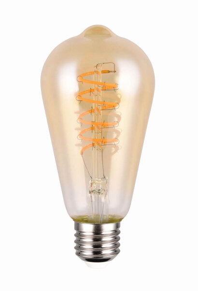 Trio Kolben LED Lampe E27  7W ⌀6,4cm dimmbar Amber warmweiss