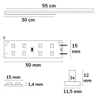 ISOLED LED T5/T8 Umrüstplatine 830, 55cm, MiniAMP, 88 LED, 24V, 9W, 170 lm/W, warmweiß, dimmbar