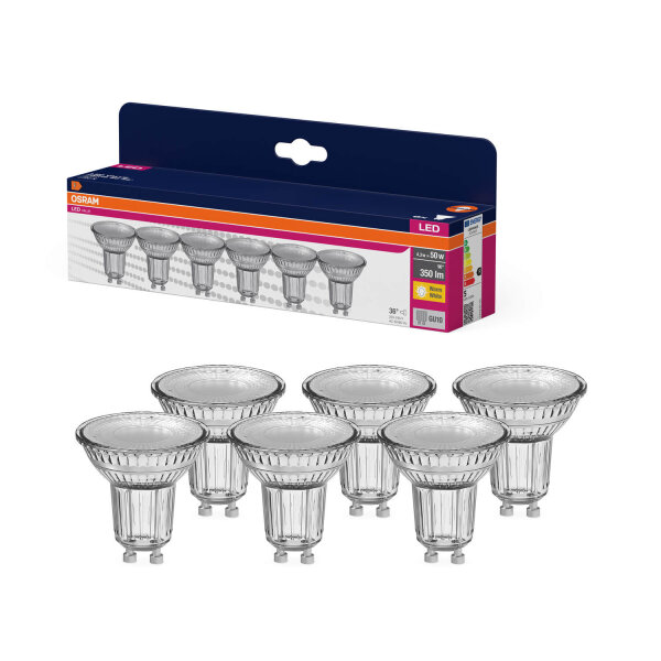 6er Pack OSRAM LED Spot, Strahler VALUE PAR16 4.3W 827 GU10 Warmweiss 4099854334443
