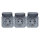 Legrand PLEXO New Einsatz, Feuchtraum Steckdose, 3-fach, Schutzkontakt-St., inkl. Klappdeckel, Berührungsschutz, vorverdrahtet, horizontal, IP55/IP44 grau, 069578L