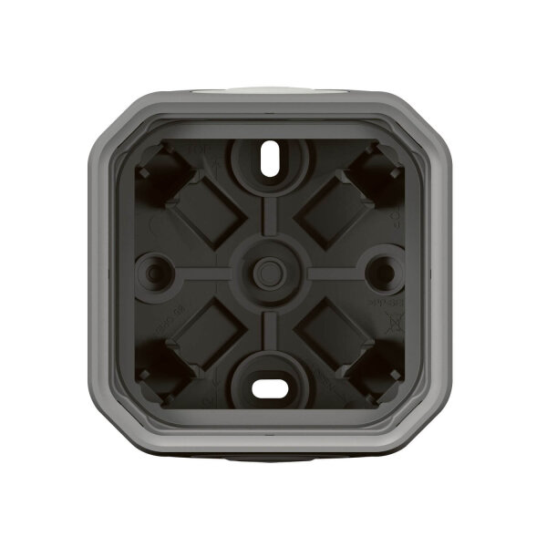 Legrand PLEXO New Feuchtraum Aufputzdose, Aufputzgehäuse, 2 Membranen, 1 Kabelzugang grau, 069651L