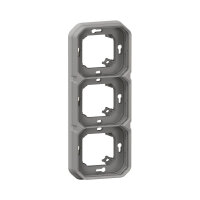 Legrand PLEXO New Feuchtraum Unterputz Tragrahmen Tragring, 3-fach, horizontal und vertikal grau, 069687L