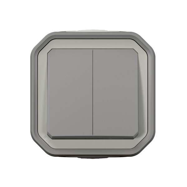 Legrand PLEXO New Feuchtraum Aufputz Serienschalter, IP55 2 Betätigungswippen, Steckklemmen grau, 069714L