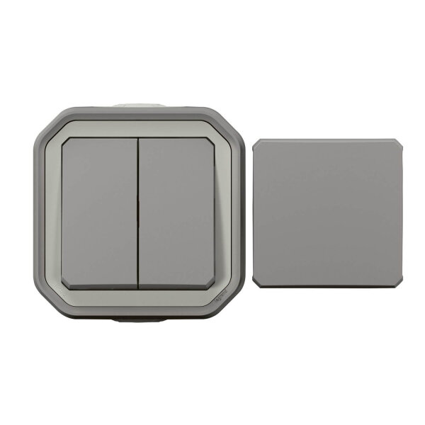 Legrand PLEXO New 5-in-1 Feuchtraum Aufputz Doppelwechseltaster, Doppelwechselschalter, Wechselschalter + Taster mit Wechselkontakt, Wechselschalter, Wechseltaster IP55 069719L