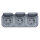 Legrand PLEXO New Feuchtraum Steckdose, 3-fach inklusive Klappdeckel, Berührungsschutz, Steckklemmen, vorverdrahtet, horizontal, IP44 grau, 069743L