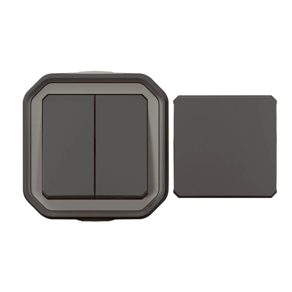 Legrand PLEXO New 5-in-1 Feuchtraum Aufputz Doppelwechseltaster, Doppelwechselschalter, Wechselschalter+Taster mit Wechselkontakt, Wechselschalter & Wechseltaster, IP55 069789L
