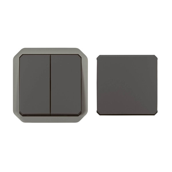 Legrand PLEXO New Einsatz, 5-in-1 Feuchtraum Aufputz Doppelwechseltaster, Doppelwechselschalter, Wechselschalter + Taster mit Wechselkontakt, Wechselschalter, Wechseltaster 069800L