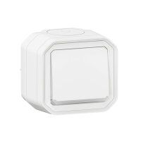 Legrand PLEXO New Feuchtraum-Aufputz-Taster mit Schließer-Kontakt beleuchtet, integrierte Ortungsleuchte, IP55 IK07, 10A Weiß, 069762L
