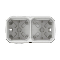 Legrand PLEXO New Feuchtraum Aufputzdose 2-fach, Aufputzgehäuse, 3 Membranen, 1 Kabelzugang, horizontal und vertikal installierbar Weiß, 069690L