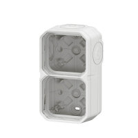 Legrand PLEXO New Feuchtraum Aufputzdose 2-fach, Aufputzgehäuse, 3 Membranen, 1 Kabelzugang, horizontal und vertikal installierbar Weiß, 069690L