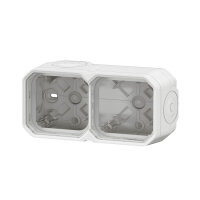 Legrand PLEXO New Feuchtraum Aufputzdose 2-fach, Aufputzgehäuse, 3 Membranen, 1 Kabelzugang, horizontal und vertikal installierbar Weiß, 069690L