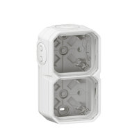 Legrand PLEXO New Feuchtraum Aufputzdose 2-fach, Aufputzgehäuse, 3 Membranen, 1 Kabelzugang, horizontal und vertikal installierbar Weiß, 069690L