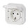 Legrand PLEXO New Aufsatz für Feuchtraum-Steckdose, inkl. Klappdeckel, Berührungsschutz, Installation mit Spreizkrallen & Schraubklemmen, 16A, 250V, IP44 IK07 Weiß, 069868L