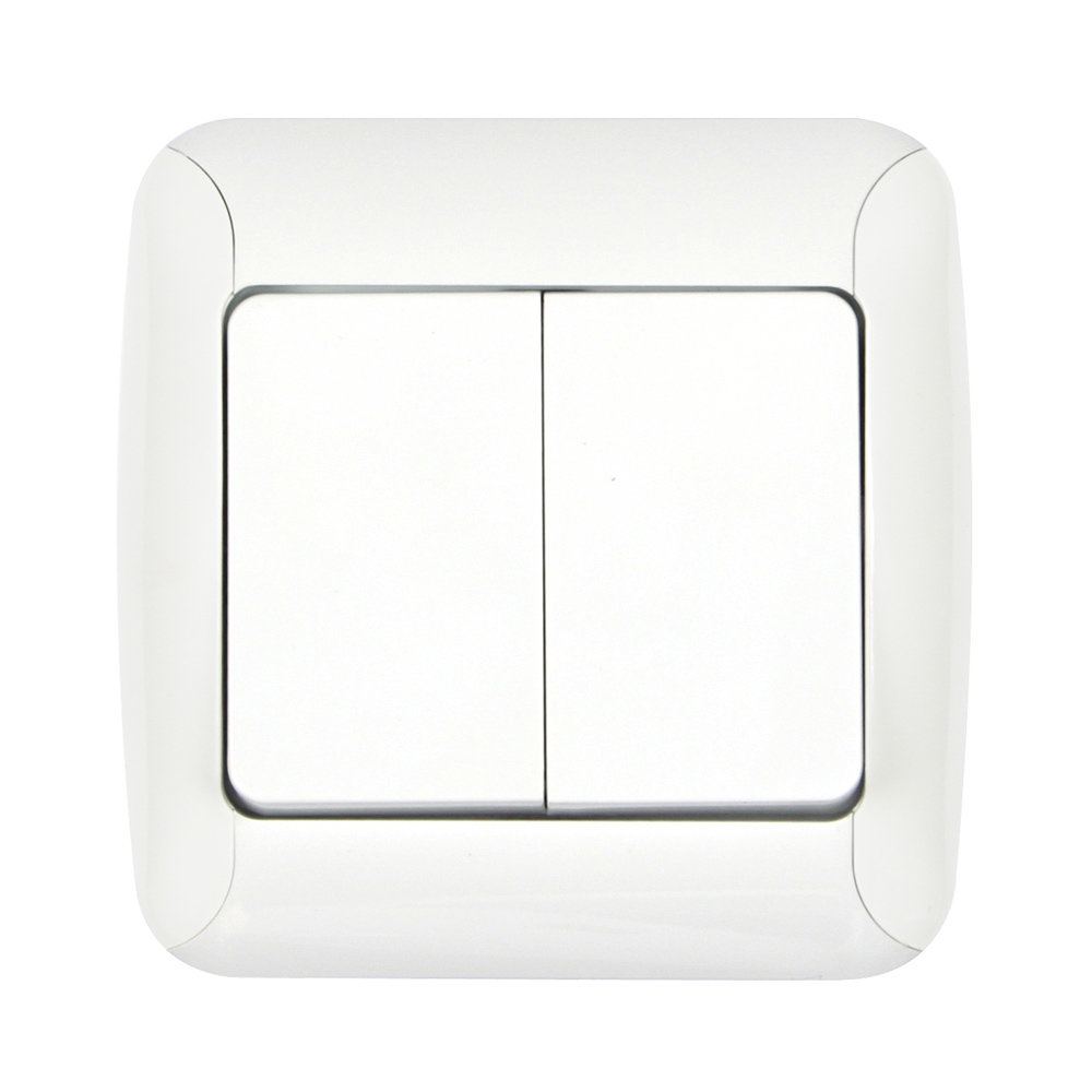 Gunsan Moderna Interruttore Seriali A 2 Moduli Da Incasso - Colore Bianco, 250V 10A, Piastra E Inserti, Sistema A Morsetti Senza Viti