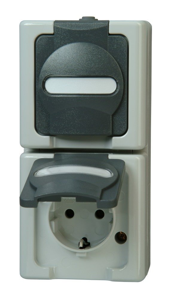 Kopp Steckdosen Hygrostat Kopp 1fach Einsatz Schutzkontakt-Steckdose mit  Klappdeckel HK05 Silber