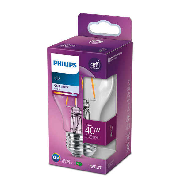 Philips LED Birne Classic 4.3W warmweiss E27 8718699777593