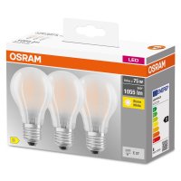 OSRAM LED Lampe BASE Classic 3er-Pack Filament matt E27...