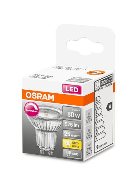 OSRAM LED Spot Strahler Superstar Plus GU10 6,7W 575lm warmweiss