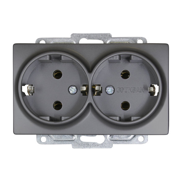 Gunsan Visage 2-fach Steckdose Unterputz Dunkelsilber