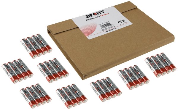 Micro-Batterien ARCAS Alkaline Typ AAA/LR03, 1,5V, 36er Flat-Pack