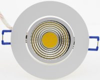 LED-Einbauleuchte "COB-5", 5W, 420lm ALU, 3000K, 95°, Ø85xT47mm, Rahmen weiß
