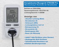 Energiekosten-Messgerät "CTM-808 Pro" LC-Display, Messung bis zu 3680W