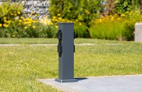 Steckdosensäule 4-fach, IP44, Anthrazit 250V~/ 16A, 13x13x40cm