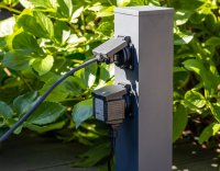 Steckdosensäule 4-fach, IP44, Anthrazit 250V~/ 16A, 13x13x40cm