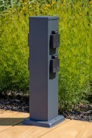 Steckdosensäule 4-fach, IP44, Anthrazit 250V~/ 16A, 13x13x40cm