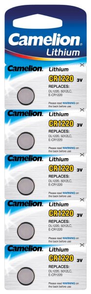 Lithium Knopfzelle CAMELION CR1220 3V, 12x2mm, 5er-Blister