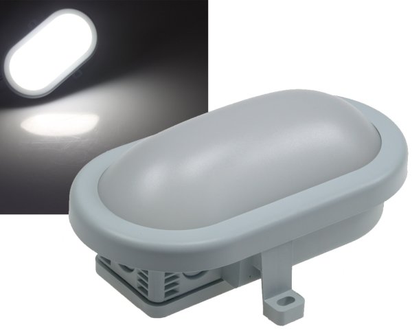 LED Oval-Armatur REV mit HF-Sensor 10W,800lm, 168x115x70mm, 6500K, grau