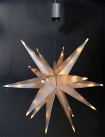 Großer 3D Weihnachtsstern weiß, 56cm 72 warmweiße LEDs, Batteriebetrieb