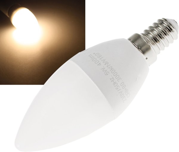 LED Kerzenlampe E14 "K50" warmweiß 3000k, 400lm, 230V/5W