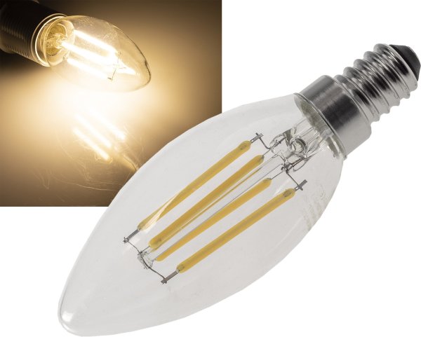 LED Kerzenlampe E14 "Filament K4" 3000k, 400lm, 230V/4W, warmweiß