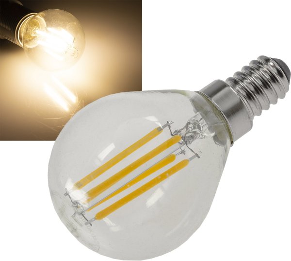 LED Tropfenlampe E14 "Filament T4" 3000k, 500lm, 230V/4W, warmweiß