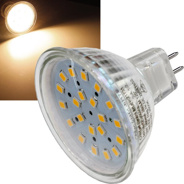 LED Strahler MR16 "H40 SMD" 120°, 3000k, 330lm, 12V/3W, warmweiß