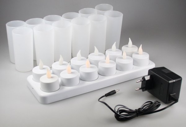 Chilitec 18343 LED Teelichter, 12er Set, mit Windschutz