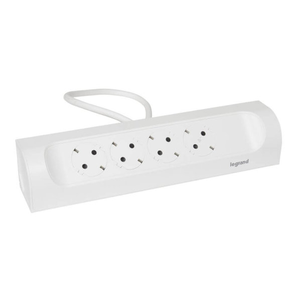 Legrand Ecksteckdosenleiste 4x Steckdose, 1 Meter Kabel Ultraweiß 694