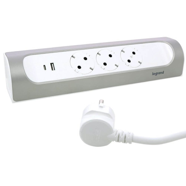 Legrand Ecksteckdosenleiste 3x Steckdose, USB-A, USB-C, 1m Kabel Ultr